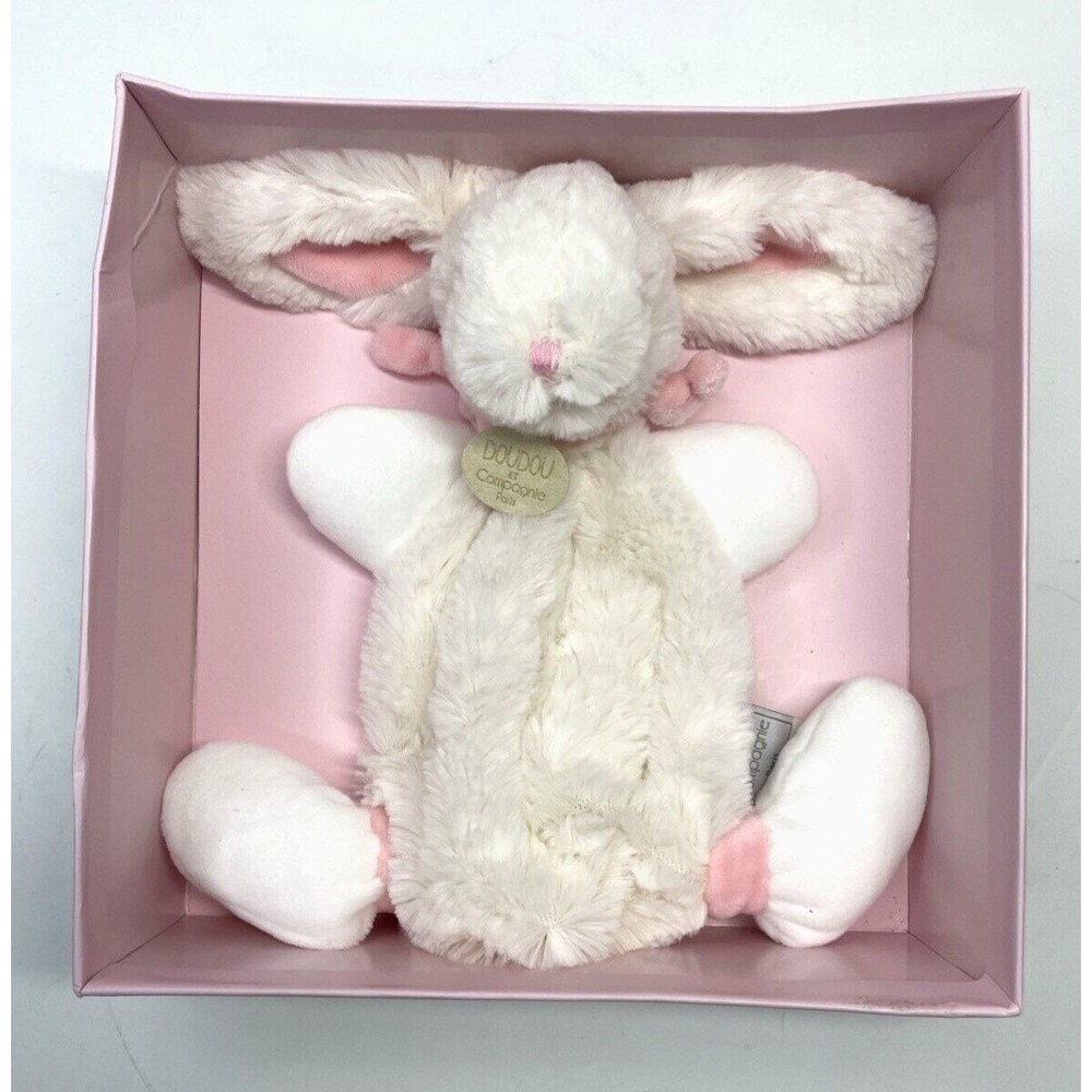 DouDou Et Compagnie Paris Plush Mon Lapin BONBON BUNNY Lovey Blanket Pink - NEW